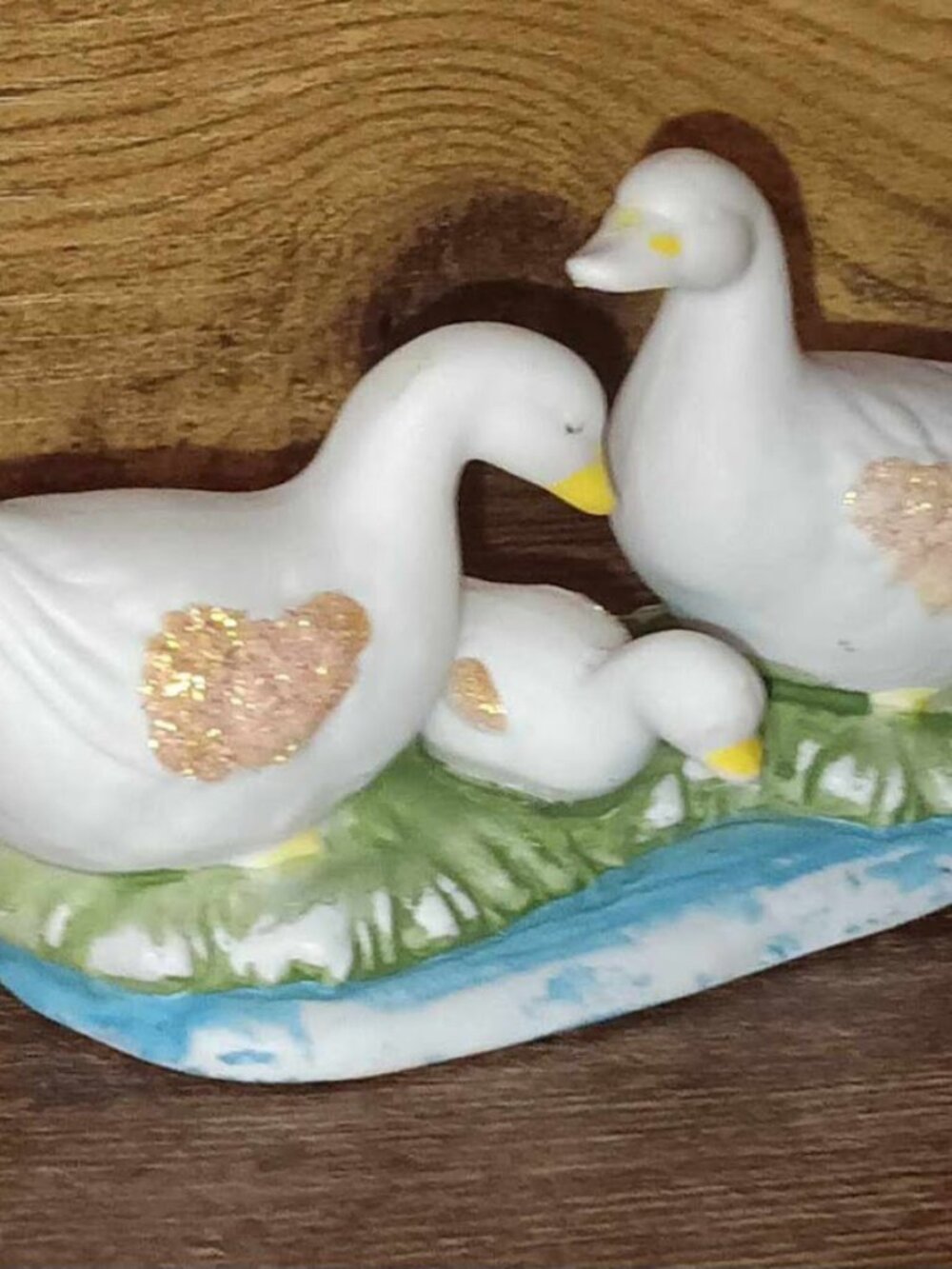 Geese Mom, Dad, and Baby with Glittery Wings